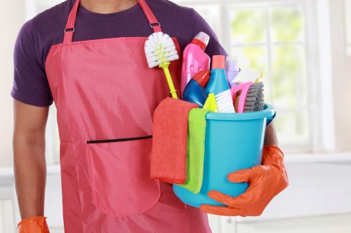 Technician preparing patio cleaning equipment in Highbury