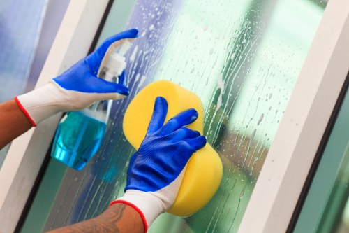 Cleaning team handling a Highbury office reception area