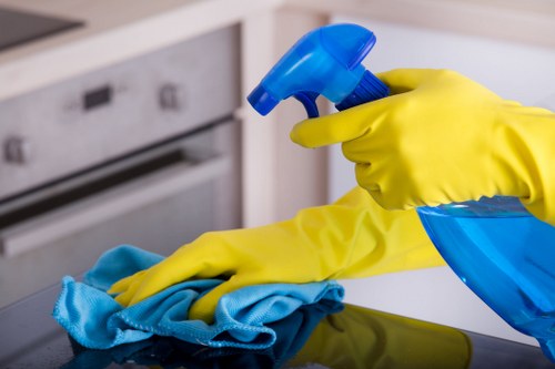 Freshly cleaned kitchen and bathroom surfaces in a Highbury property